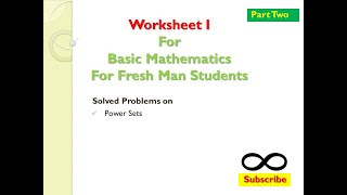 Basic Mathematics For Fresh Mat Students solved problems for Worksheet 1. Part two