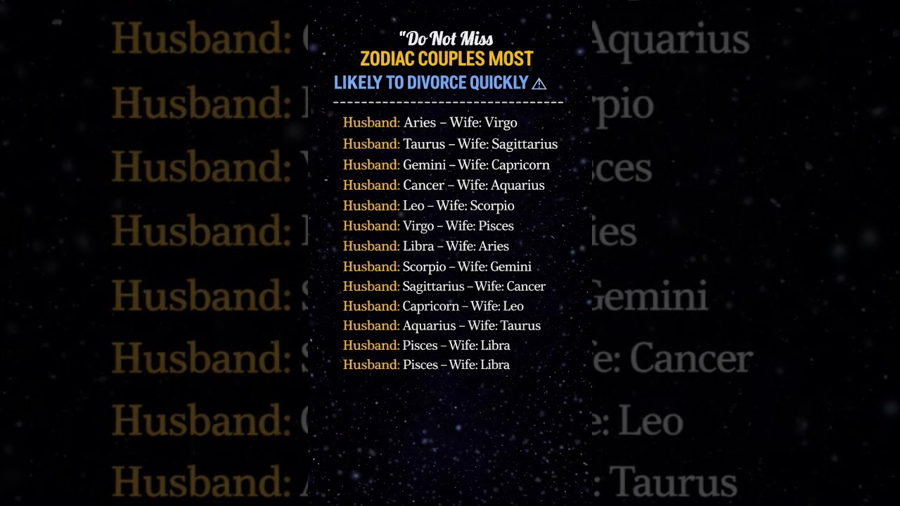 Zodiac Couples Most Likely to Divorce Early Astrology Truth USA