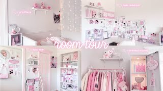 room tour 🎀🗯️🍨 | pink & white theme, kpop room, desk tour, pinterest inspired ♡