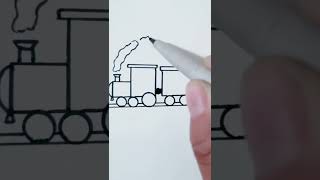 رسم قطار 🚃 بطريقة سهلة وبسيطة وجميلة #shorts