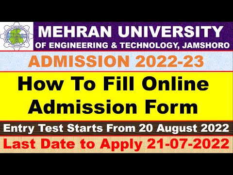Mehran University Jamshoro Admission 2022-23 | how to fill online form for  MUTE admission  2023