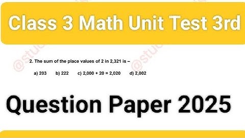 Class 3 Mathematics Unit Test 3 Question Paper 2025/ Maths Worksheet for Class 3|Class 3 Math