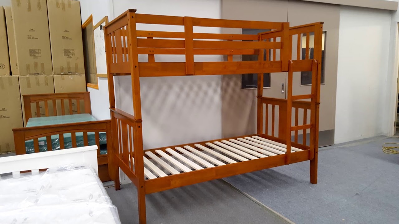 Holly Bunk Bed Single Solid Hardwood, Holly Bunk Bed