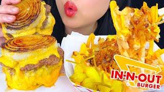 In-N-Out Burger Flying Dutchman with Grilled Onions and Animal Style Fries (ASMR Mukbang)