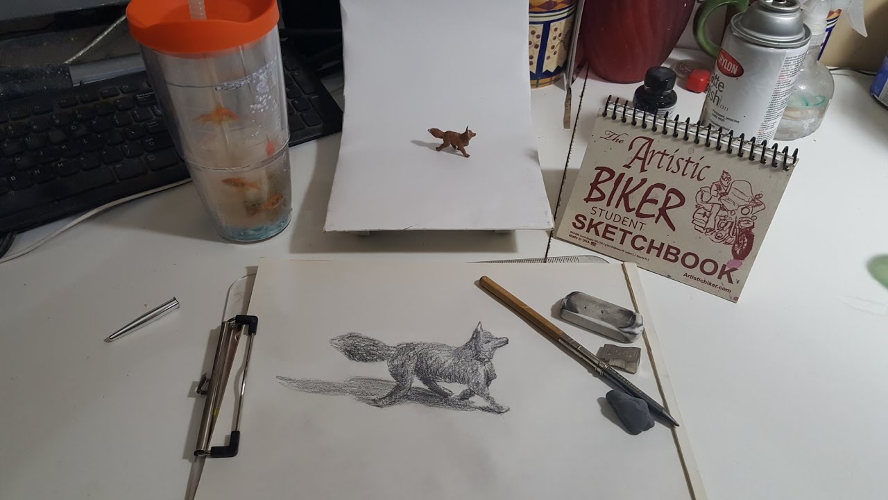 Fox realistic 3D speed drawing daily sketch habit - YouTube