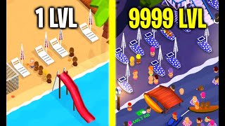 Idle Beach Tycoon! THE MOST EXPENSIVE BEACH EVOLUTION! Max Level Buildings & Hotel (9999+ Level!) screenshot 4