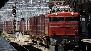【ED76 1022】汽笛一声!揺らめく陽炎!炎天下の博多駅で鍋島貨物4083レ入線→発車を記録【JR九州出発合図・貨物列車】