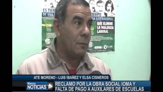 Reclamo por la obra social IOMA y falta de pago a auxiliares de escuelas