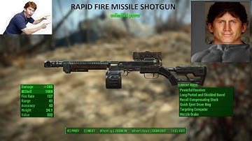 Fallout 4 how to make a rapid fire missile launcher shotgun (insane glitched weapon)