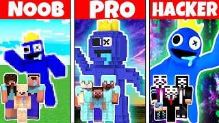 BLUE RAINBOW FRIENDS HOUSE BUILD CHALLENGE - Minecraft Battle: NOOB vs PRO vs HACKER / Animation