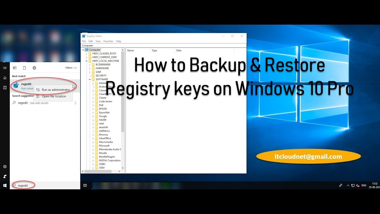 How To Backup Restore Registry Keys On Windows 10 Pro YouTube