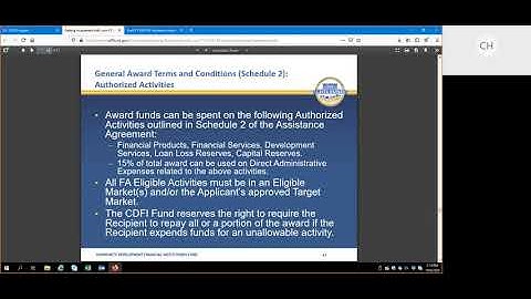 FY 2020 CDFI Program and NACA Program FA Assistance Agreement Webinar