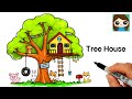 How to Draw a Tree House Easy 🌳🏠Cute Scenery Art