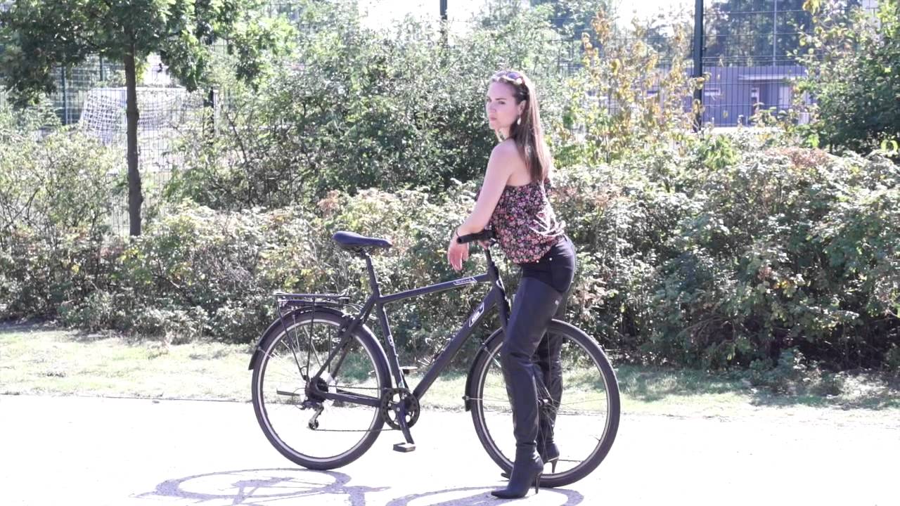 her bike with crotchhigh boots 