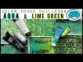 Gelli printing for Aqua and Lime Green Color Combo Challenge