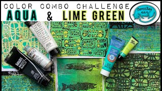 Gelli printing for Aqua and Lime Green Color Combo Challenge by devonrex4art 705 views 10 months ago 19 minutes