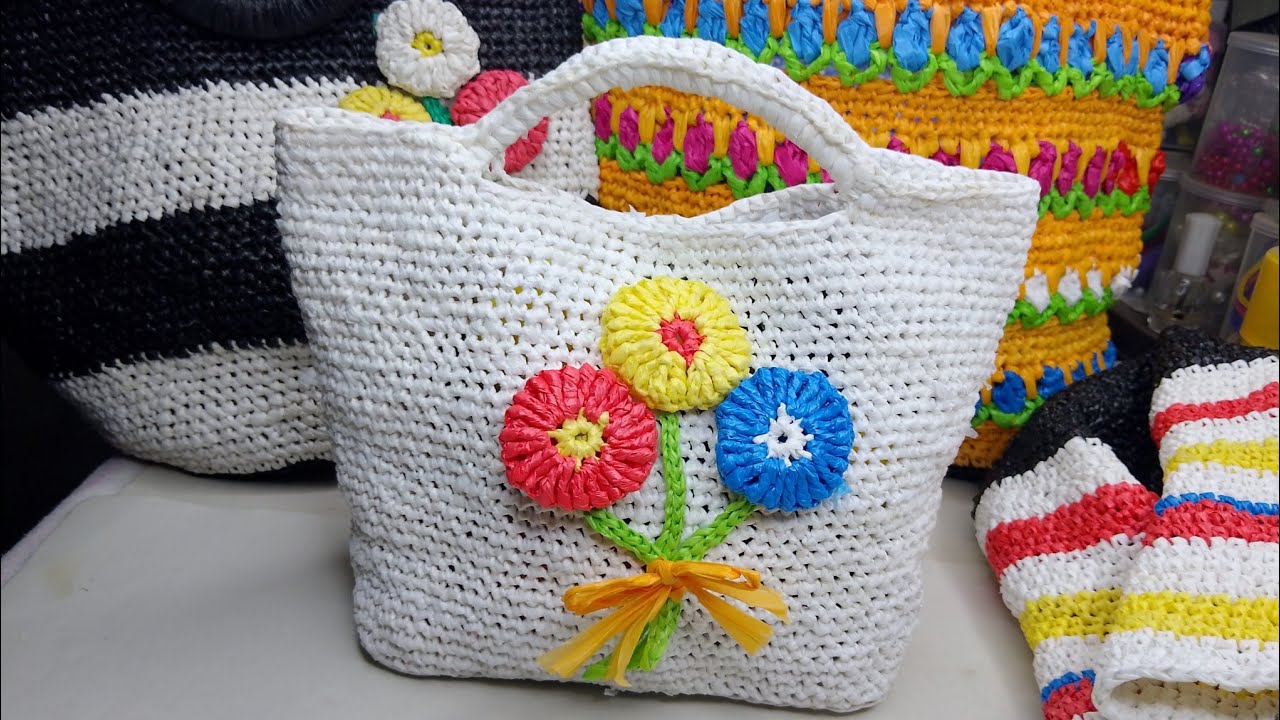 Bolso 👜 tejido con bolsas plásticas recicladas ♻️ tutorial👆 bolso de mano 👆♻️#reciclaje #crochet