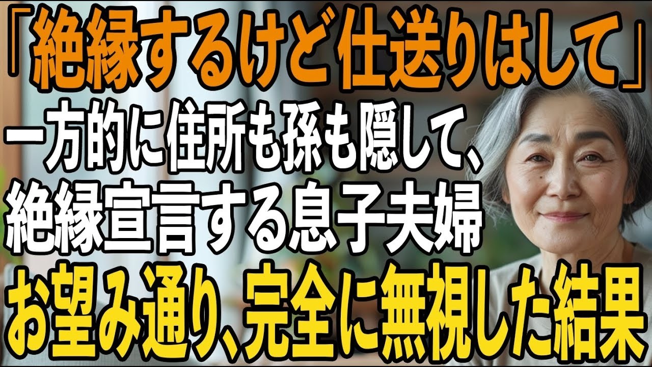 「明日から絶縁するから。でも仕送りの20万だけは今まで通りよろしくね」翌朝、スマホに届いたそのメッセージを読んで、私は自分の目を疑った。送信者は息子の嫁だった。孫が生まれて3年、一度も会わせてもらえないまま、ついにこんな宣告を受けるなんて。看護師として39年働き、女手一つで息子を育てた。夫が他界してからも、毎月10万円の仕送りを欠かしたことはない。孫に会いたいと願うことが、そんなに罪なのだろ...