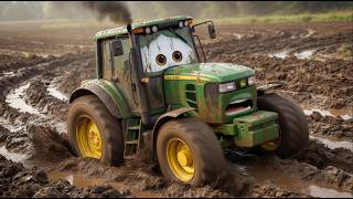 🚜 Turbo Gets Stuck in the Mud! (Big Rescue!) | Harvest Helpers @YouTube @animated
