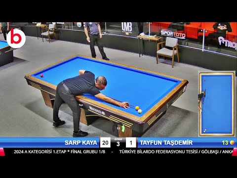 TAYFUN TAŞDEMİR vs SARP KAYA | 3 Cushion Billiards GREAT MATCH !! | TOTAL of 45 POINTS Inn 4 CUES |