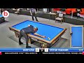 Tayfun tademr vs sarp kaya  3 cushion billiards great match   total of 45 points inn 4 cues 