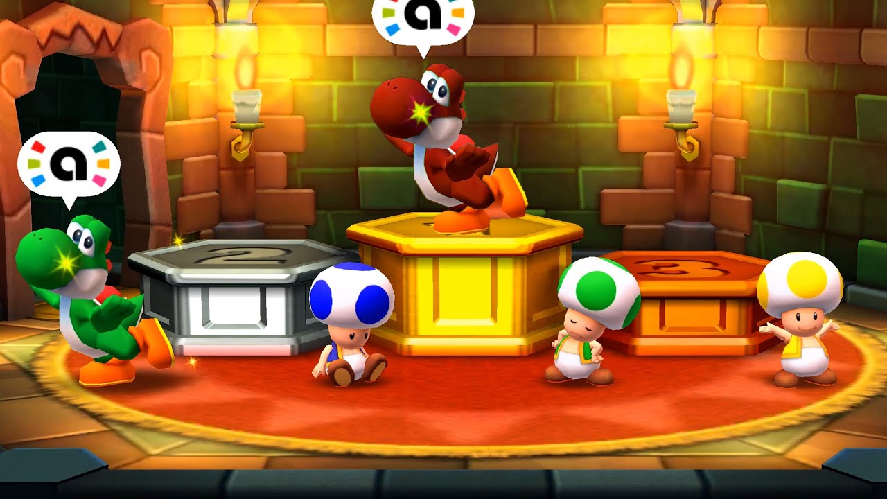 Mario Party Star Rush Toad Scramble - Yoshi Vs Rival Players (World 1-3)