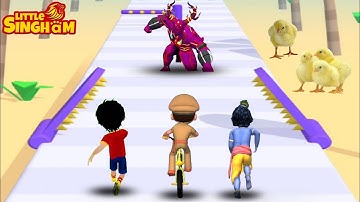 Little singham cycle race vs little krishna 3d adventure vs shiva subway run - best fun game