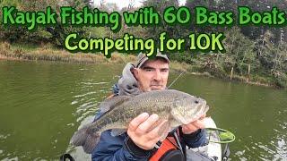 Kayak Bass Fishing with 60 Bass Boats Competing for $10,000 on Oregon’s TENMILE LAKE
