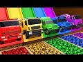 Learn Colors with PACMAN and Street Vehicle Surprise Soccer Ball in Magic Water Slide for Kids