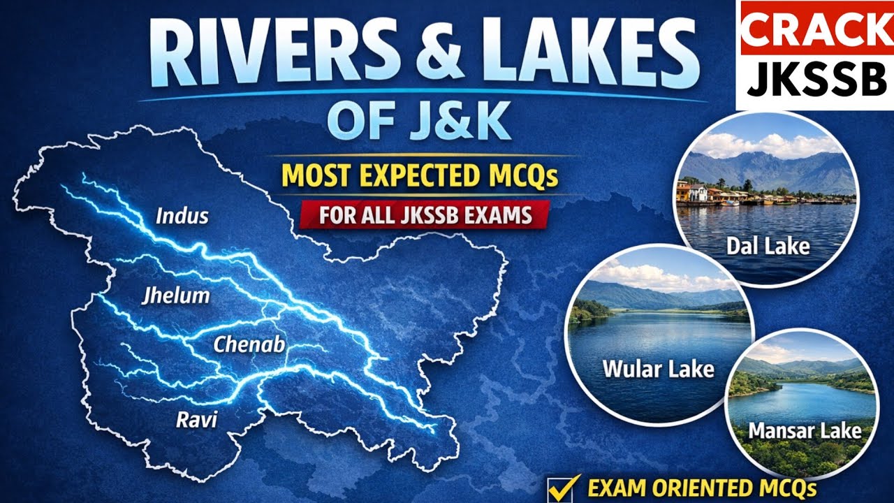 Rivers & Lakes of Jammu & Kashmir – Most Expected MCQs for Naib Tehsildar #jkssb #naibtehsildarexam