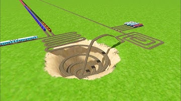 AI TRAINS CROSSING CAREFULLY SQUARE CIRCLES RAILROAD TRACKS ZIG ZAG TRACKS || @FUNNYRAILWORKSS 