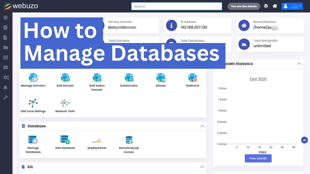 How to Manage Databases | Webuzo Control Panel Tutorial - YouTube
