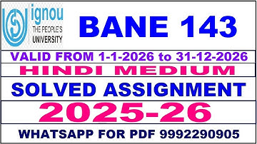 BANE 143 solved assignment 2025-26 in Hindi || bane 143 solved assignment 2026 || bane143 2025-26
