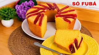 SÓ FUBÁ E CREME DE LEITE - SEM TRIGO PRA VOCÊ FAZER ESSE BOLO ENORME E DELICIOSO