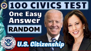 2023-2024 U.S. Citizenship Official USCIS Civics Test (Practice Quiz) One Easy Answer (Random Order)