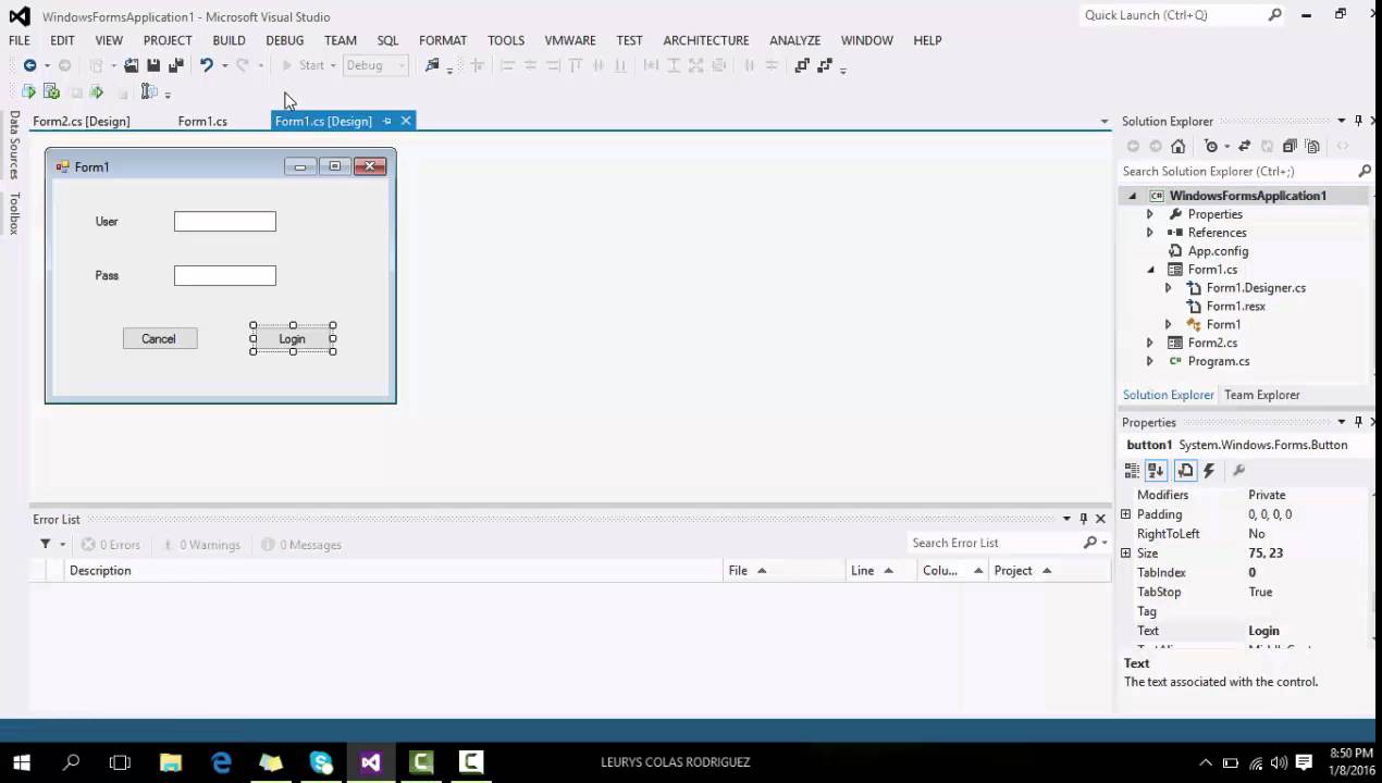 visual c# log in without database