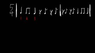 Example in 5/4 time with 8th note rests (Part 1)