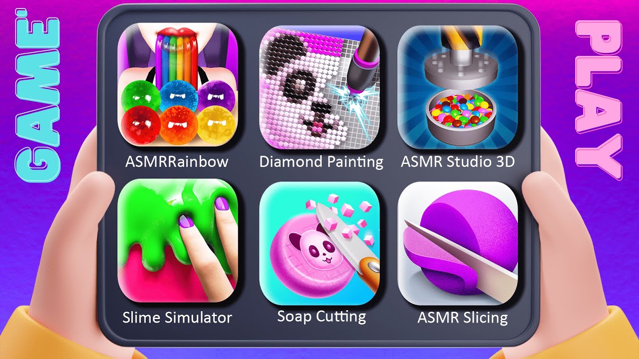 ASMRRainbow, Diamond Painting, ASMR Studio 3D, Slime Simulator, Soap ...