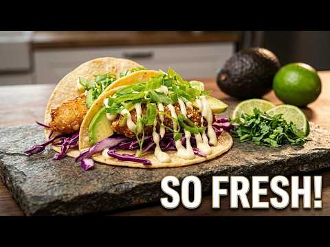 Kevin's Cajun-Spiced Dover Sole Street Tacos with Avocado-Lime Crema