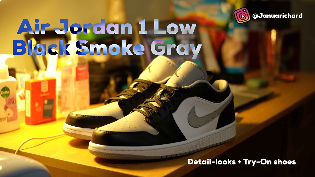 AIR JORDAN 1 LOW BLACK SMOKE GRAY INDONESIA  DETAIL LOOKS 