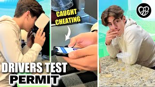 CAUGHT CHEATING on HIS DRIVERS PERMIT TEST | CAUGHT USING HIS PHONE ON PERMIT TEST (SURPRISED MOM)
