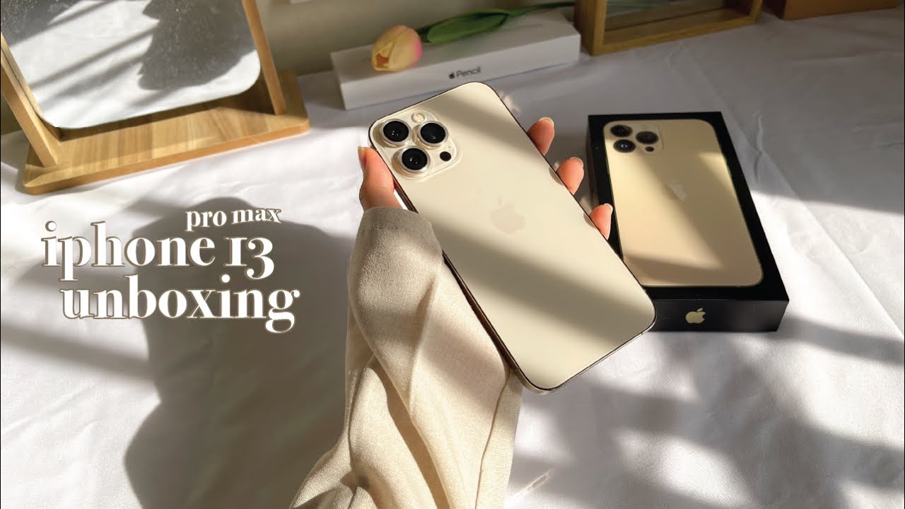 iPhone 13 Pro Max Gold (512GB) 🤍 Unboxing + accessories