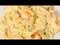 Pasta Alfredo con camarones 🍤 |Deliciosa|