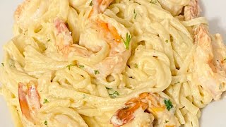 Pasta Alfredo con camarones  |Deliciosa|