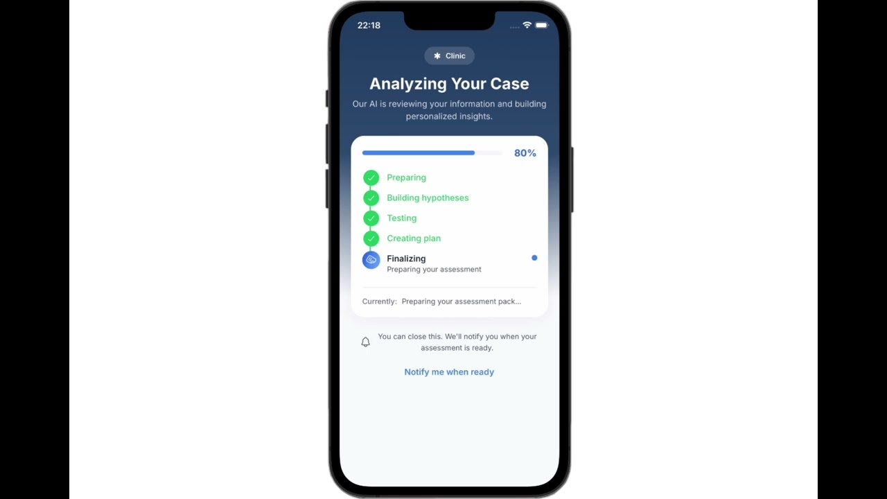 Demo for patients: Clinic Module (Regain Health Mobile App)