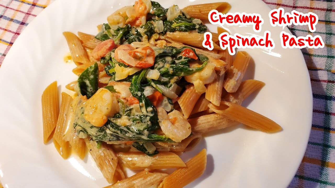 HOW TO MAKE CREAMY SHRIMP & SPINACH WITH RED LENTIL PASTA LOW SODIUM
