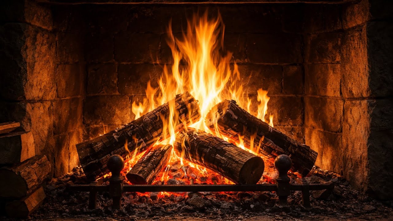 8 Hours Cozy Fireplace Ambience 🔥 Crackling Fire Sounds for Sleep & Relaxation