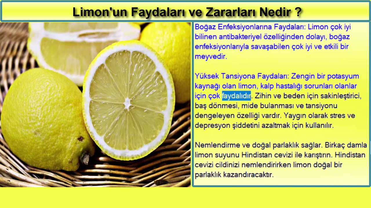 Limonun Faydalari Ve Zararlari Nedir Limon Suyunun Faydalari Nelerdir Youtube