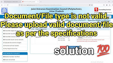 Document/File type is not valid. Please upload valid document/file as per the specifications
