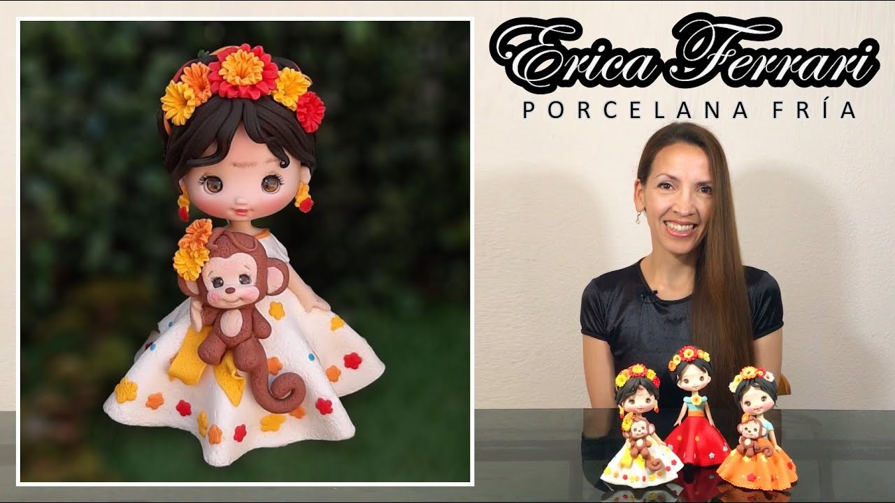 How To Make FRIDA KAHLO DOLL in 21 Minutes, Erica Ferrari Cold Porcelain